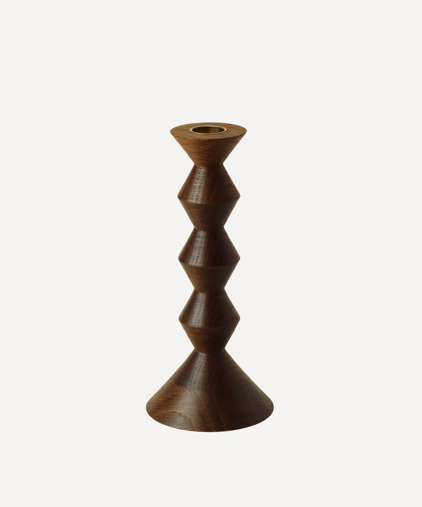 Fumed Oak Turned Wooden Candlestick