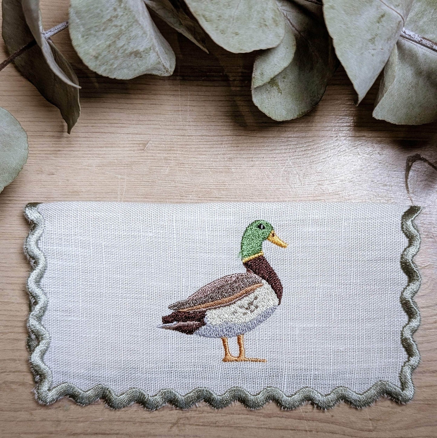 DUCK - Duck Embroidery Cocktail Napkin Set (set of 6)