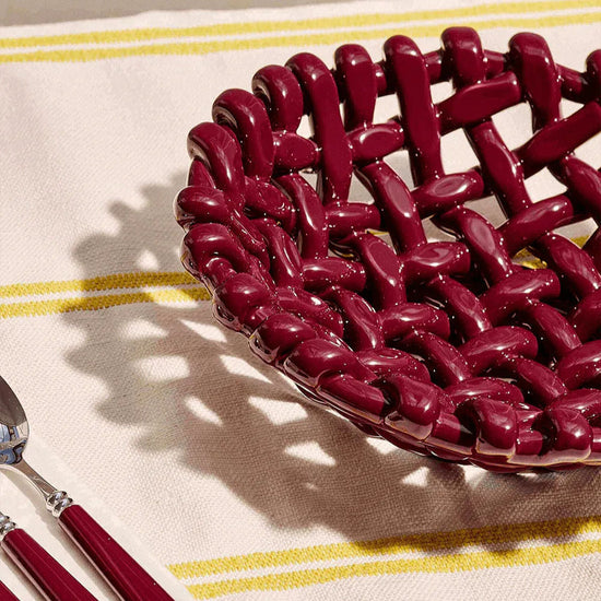 Burgundy Basketweave Bowl