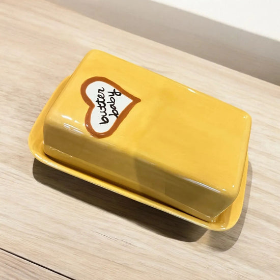 Hand-painted “butter baby” European Butter Dish