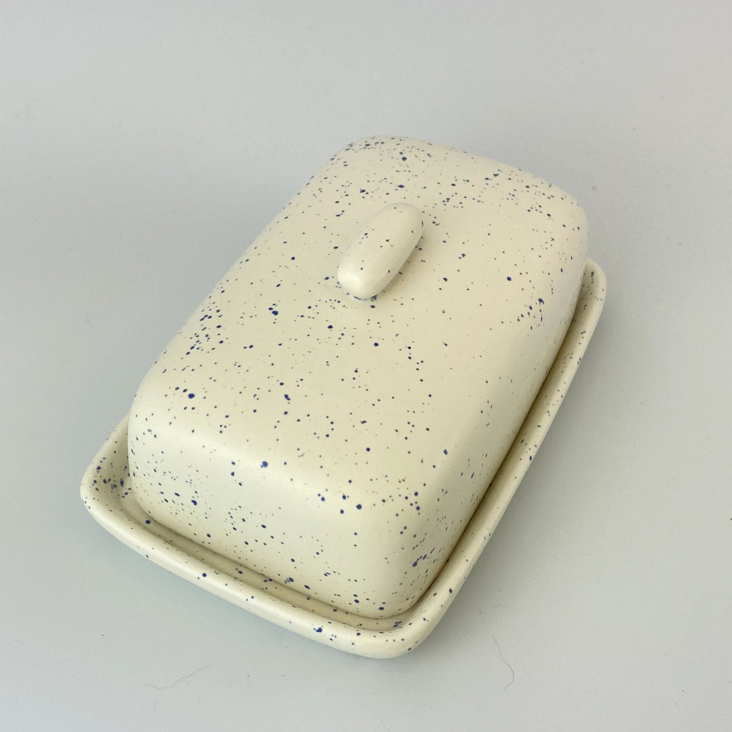 Butter Dish Light Speckled Blue Glaze