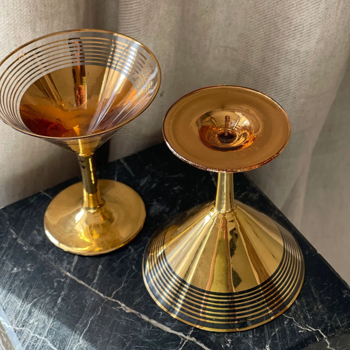 Gold Pair of Martini Glasses