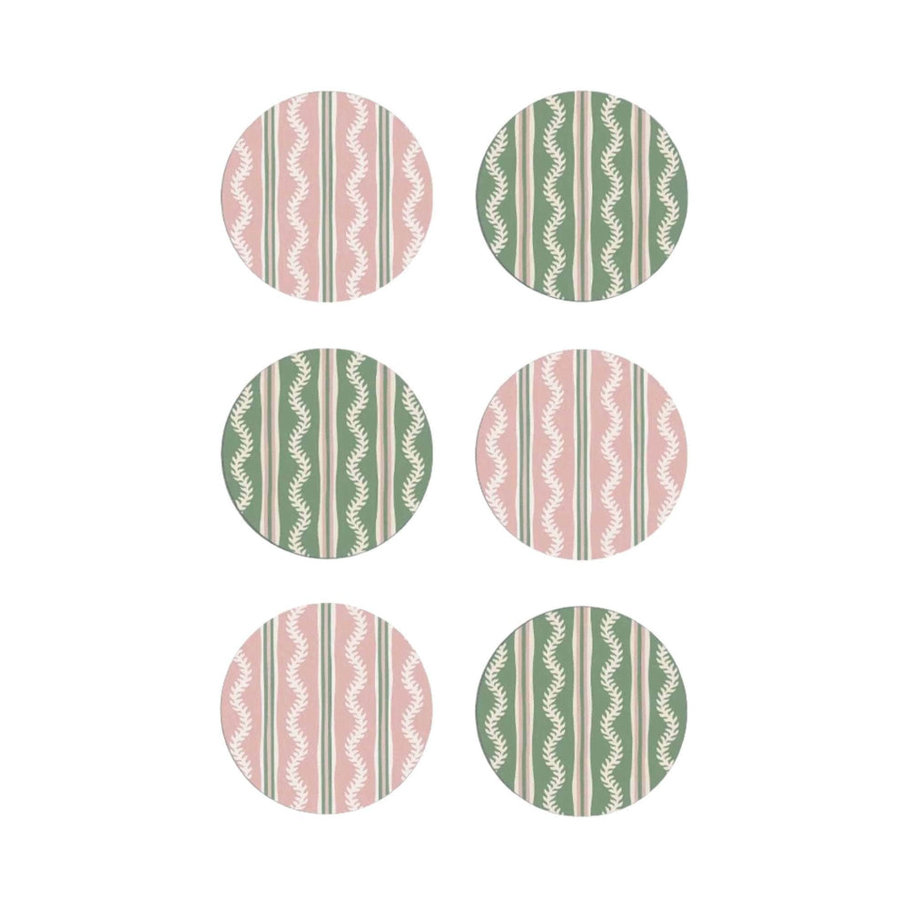 Green & Pink Vines Coasters