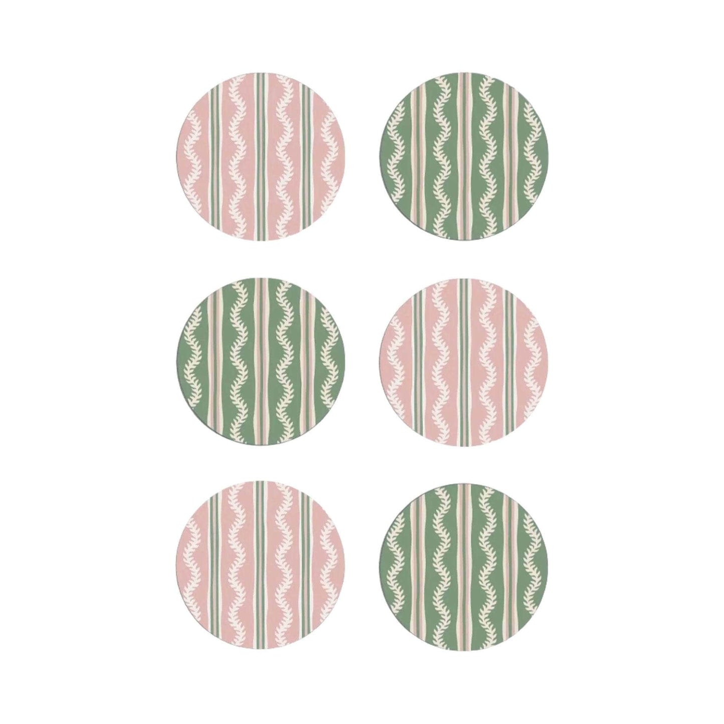 Green & Pink Vines Coasters