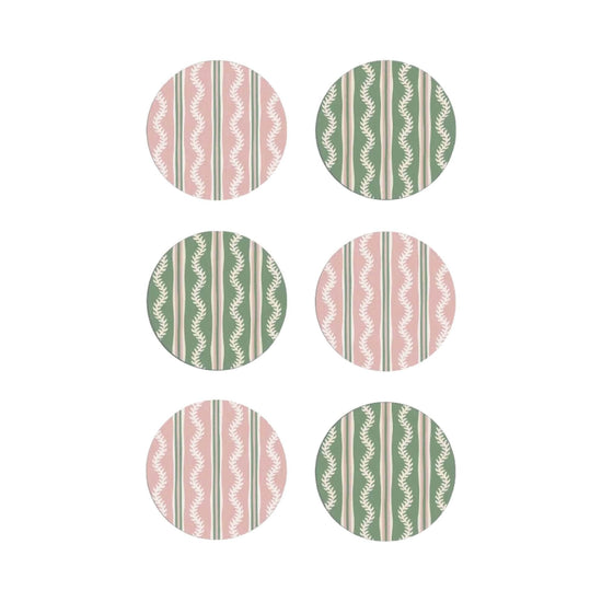 Green & Pink Vines Coasters