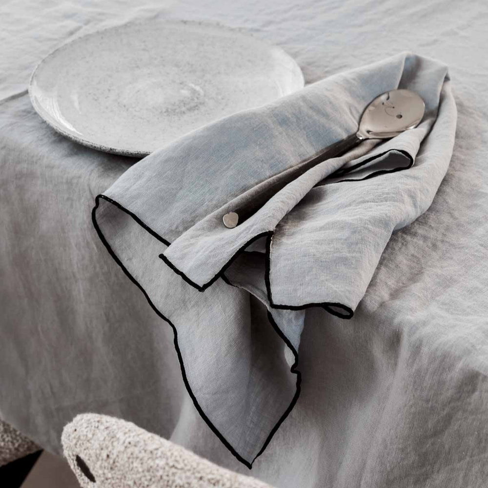 Amara Stitch 100% Linen Napkins - Cool Grey (Set of Four)