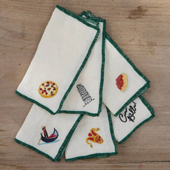 Italy Cocktail Linen Napkins - Set Of 6