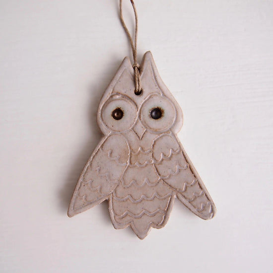 Ceramic Owl Christmas Ornament Decoration