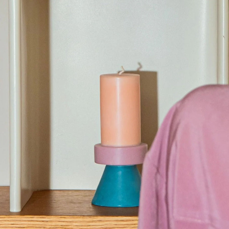 Stack Candle Tall - Blush / Pastel Purple / Teal