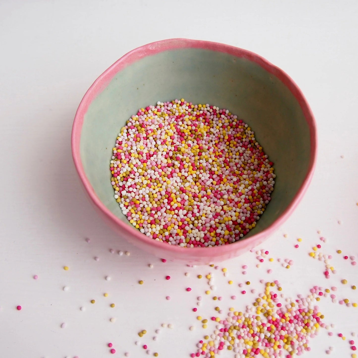 Handmade Pastel Pink and Turquoise Ice Cream Ring Bowls