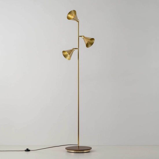 Brass cone floor lamp