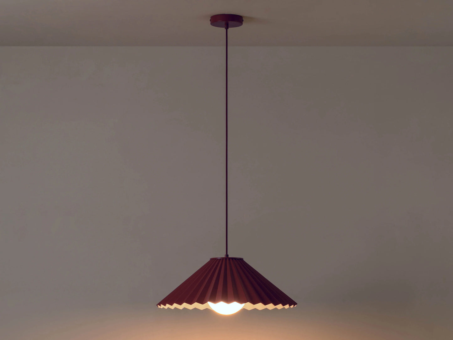 Burgundy large pleat ceiling pendant