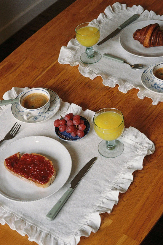 Set of Two Ruffled Casita Linen Placemats