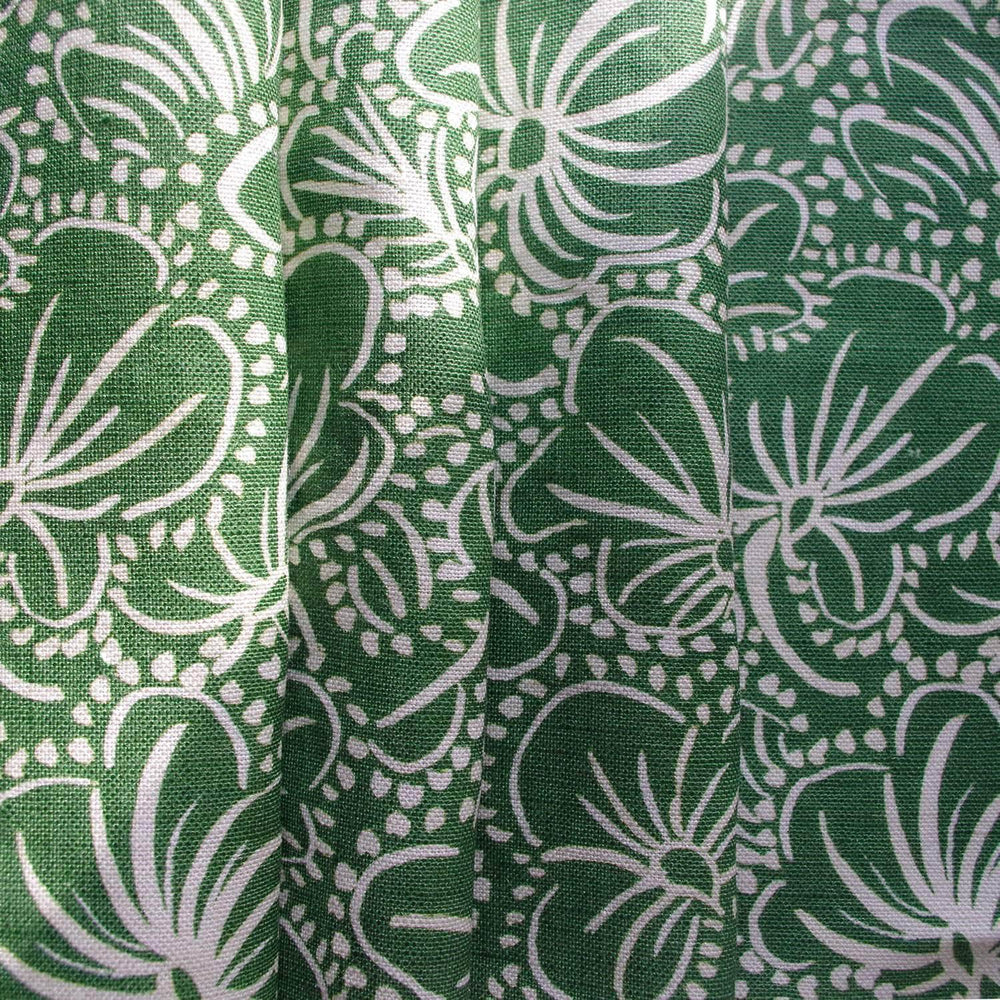 Printed Violas Fabric - Green
