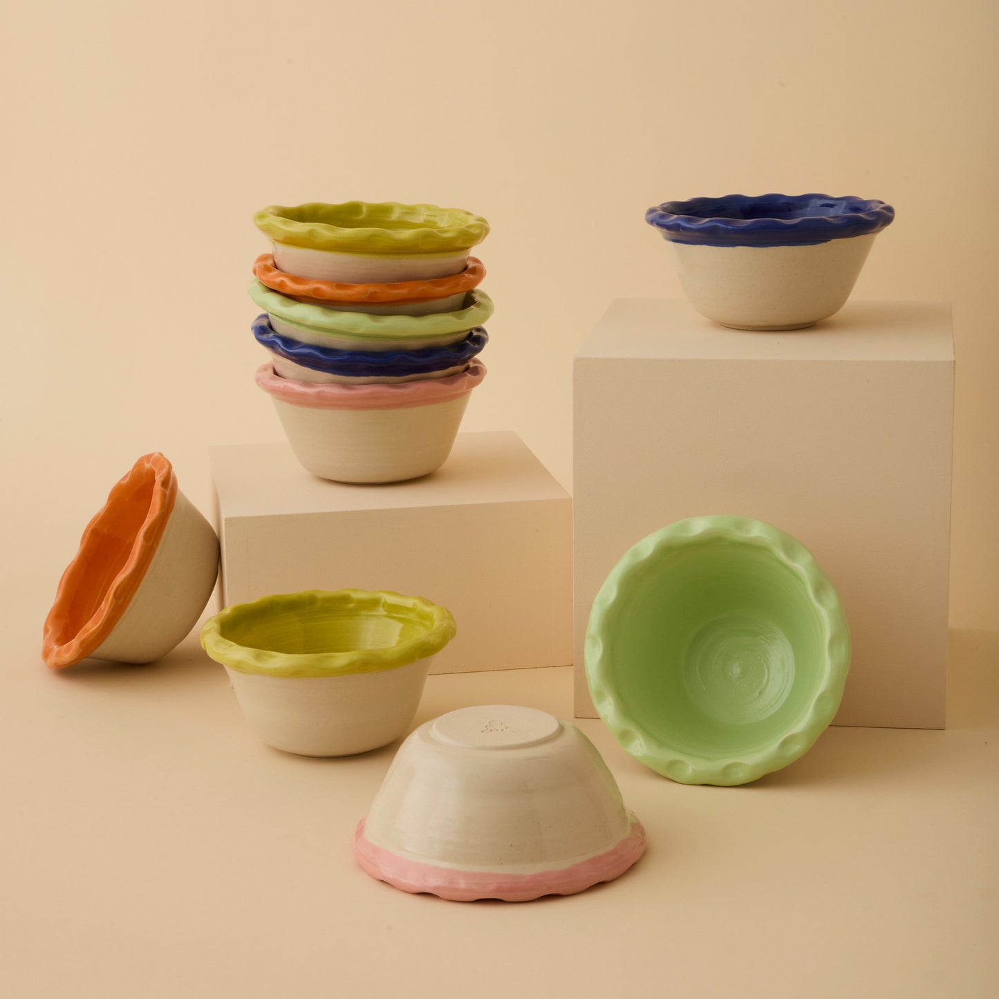 Dimple Bowls (Set of two) - Chartreuse