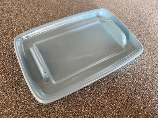 Pottery Butter Dish with Ice Blue Glaze