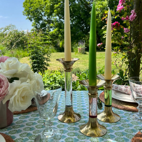 Brass and Acrylic Candleholder Large - Clear