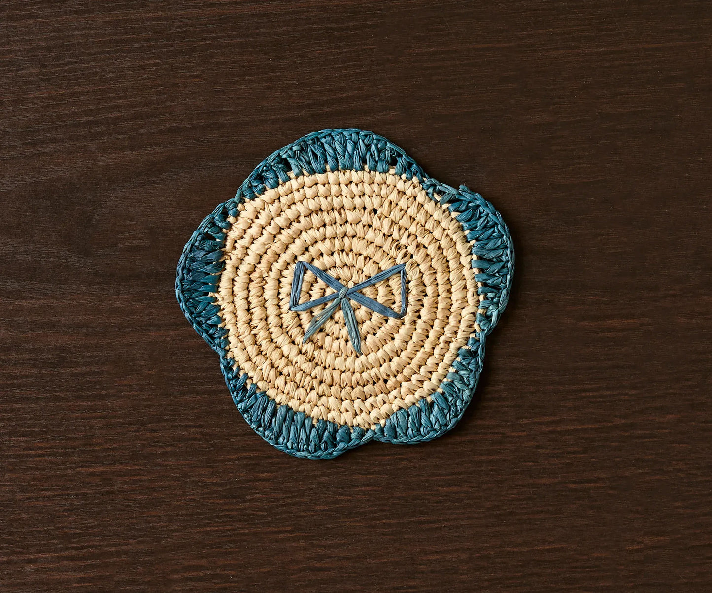 Handwoven Raffia Fringe Coaster Set