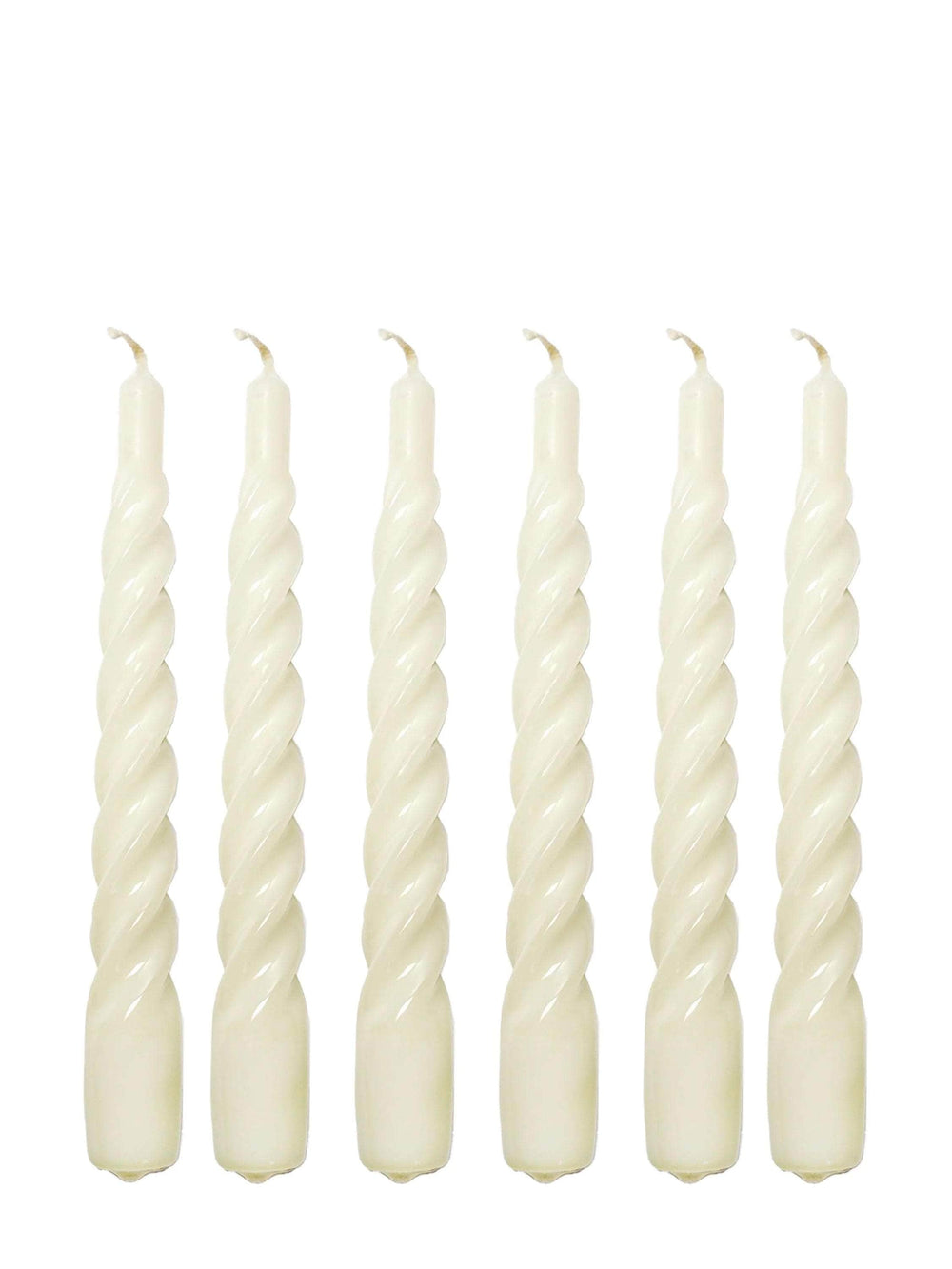 White Twisted Gloss Candles - Set of 6