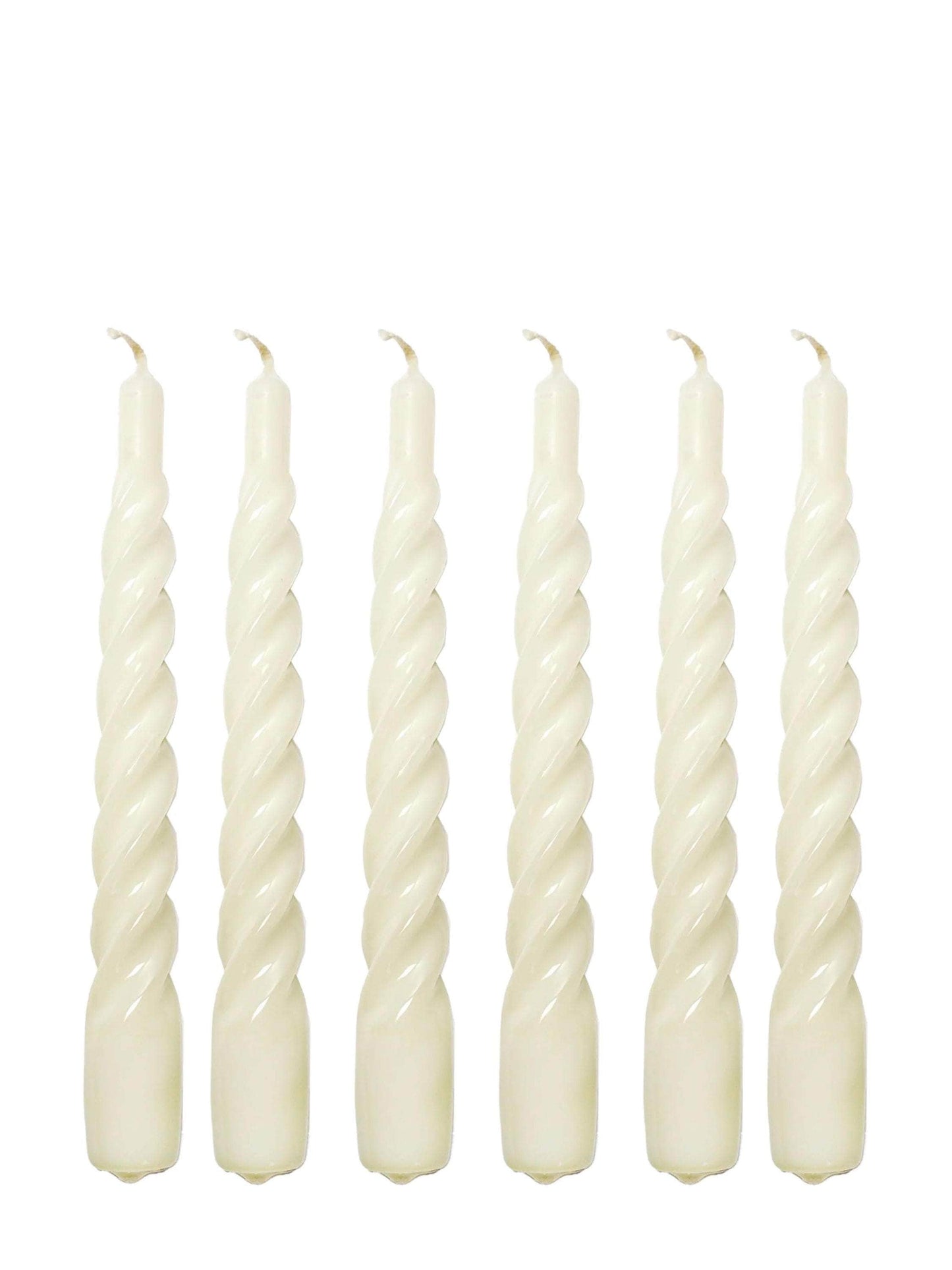 White Twisted Gloss Candles - Set of 6