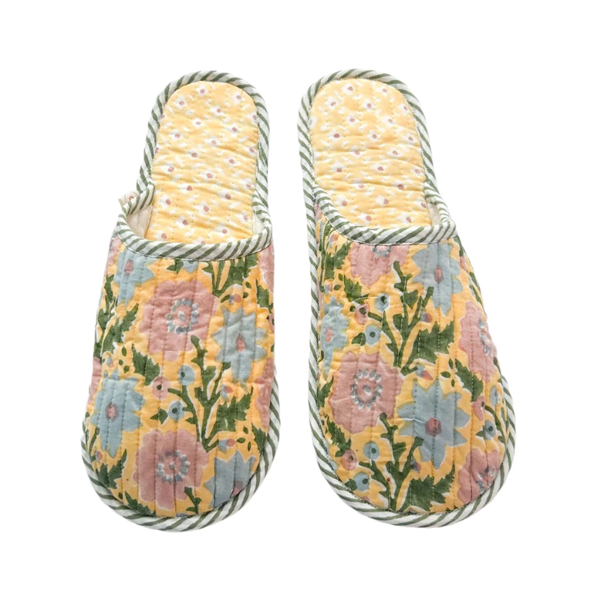 Block Print House Slippers, Buttermilk