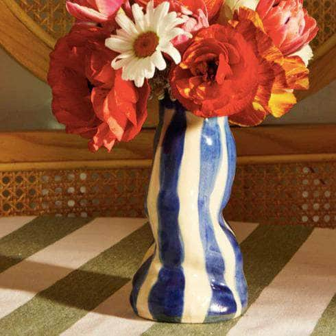 Navy Candy Stripe Vase