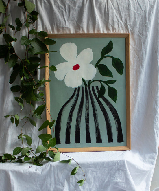 Large Vase on Sage, Giclée Print