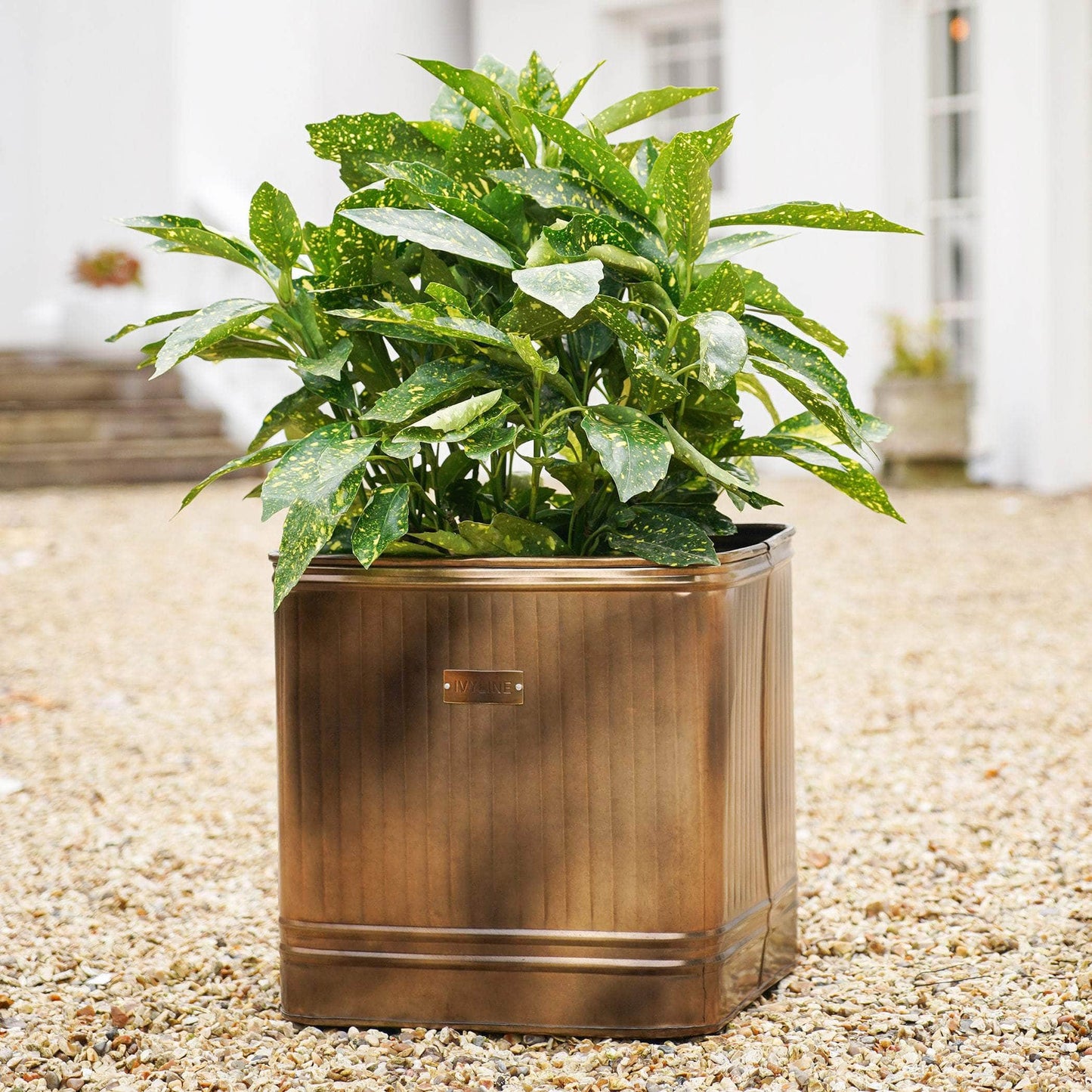 Outdoor Hampton Square Copper Metal Planter