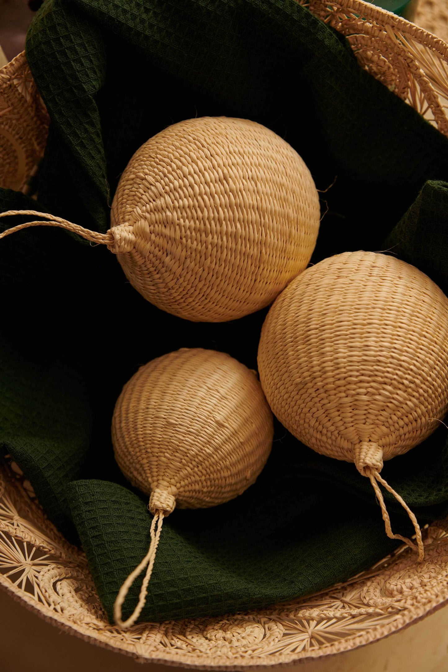 Palmito Natural Woven Baubles (Set of 4)