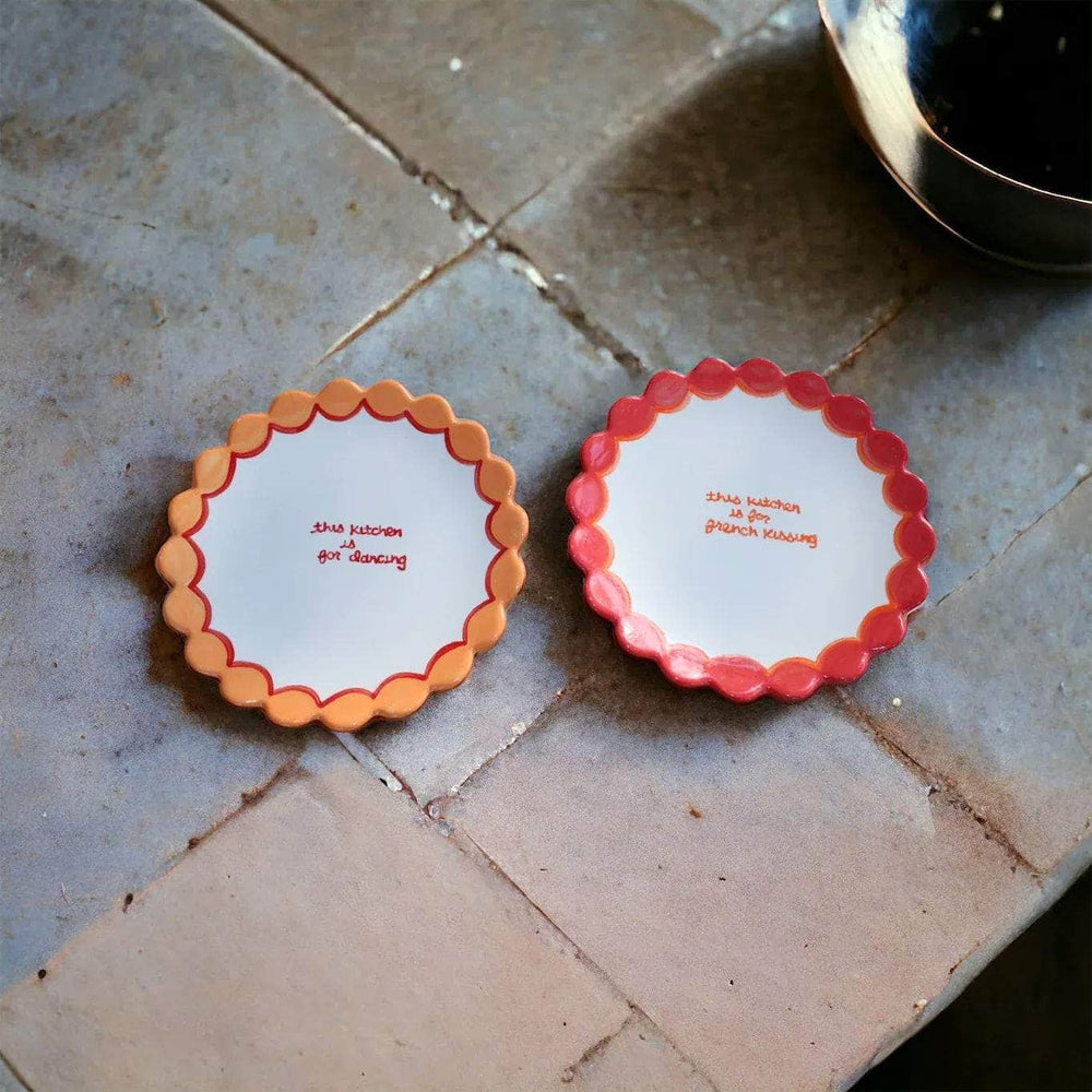 "this kitchen is for french kissing" Scalloped Dessert Plate