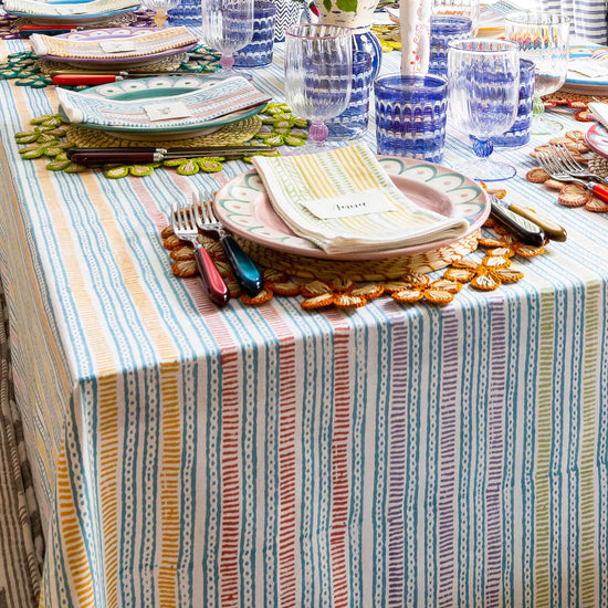 Lines and Dots Tablecloth Multicoloured