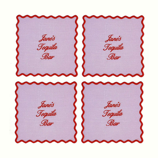 Personalised Square Squiggle Cocktail Napkin