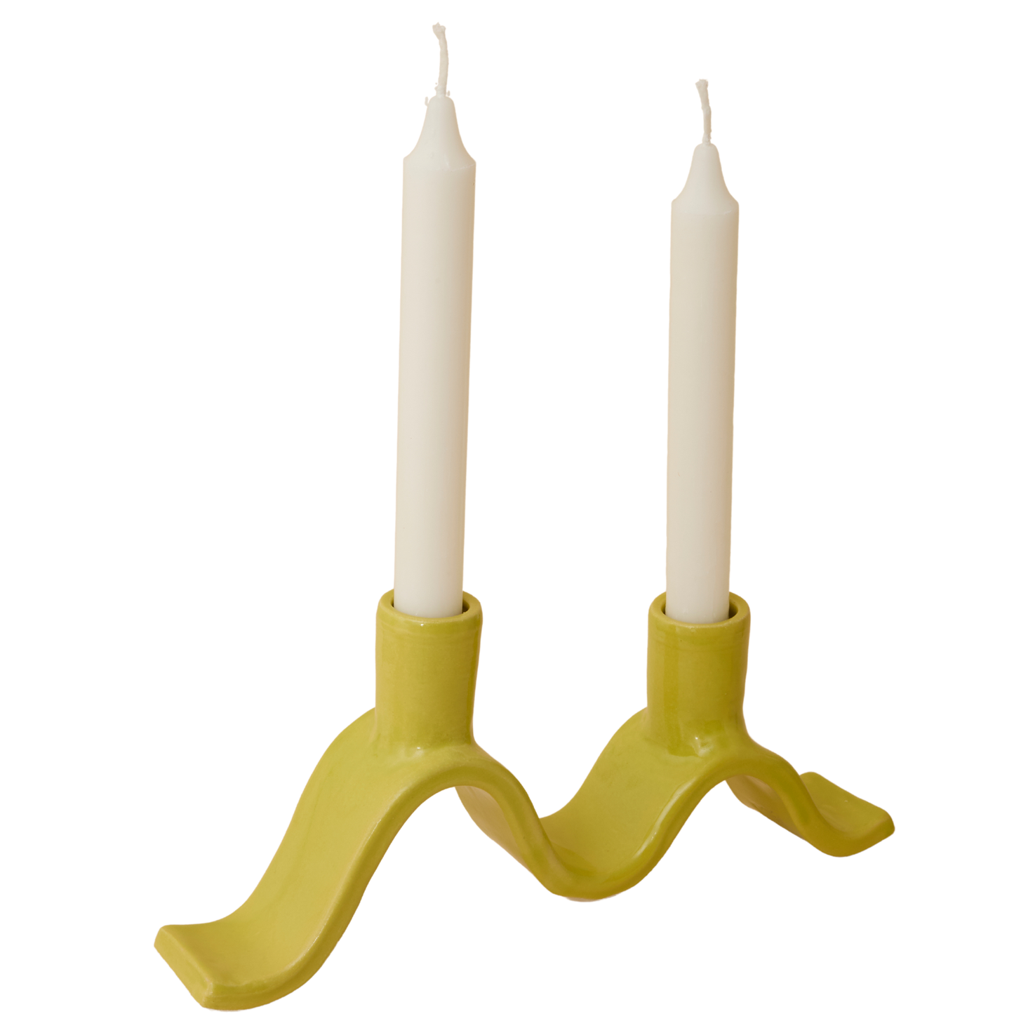 Small Wavy Candelabra - Chartreuse