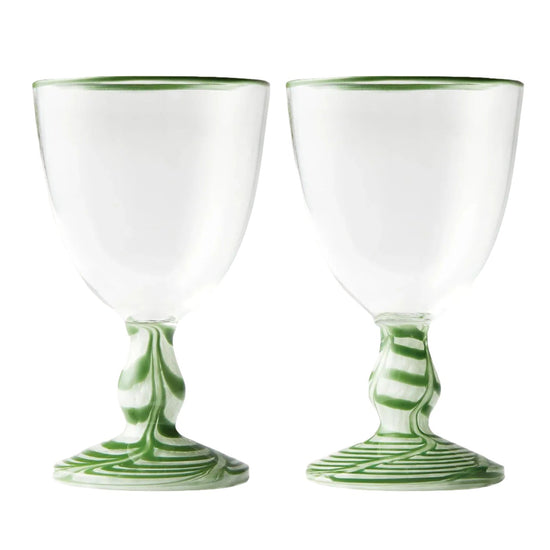 The Green Ripple Wine Glass Duo