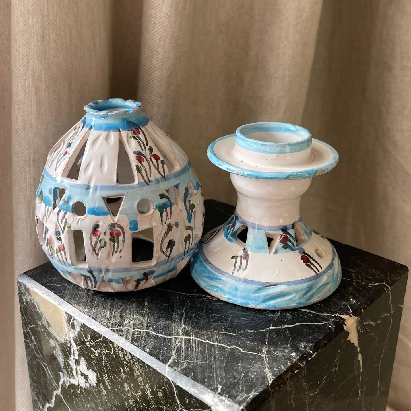 Blue and White Decorative Dome Tea Light Holder