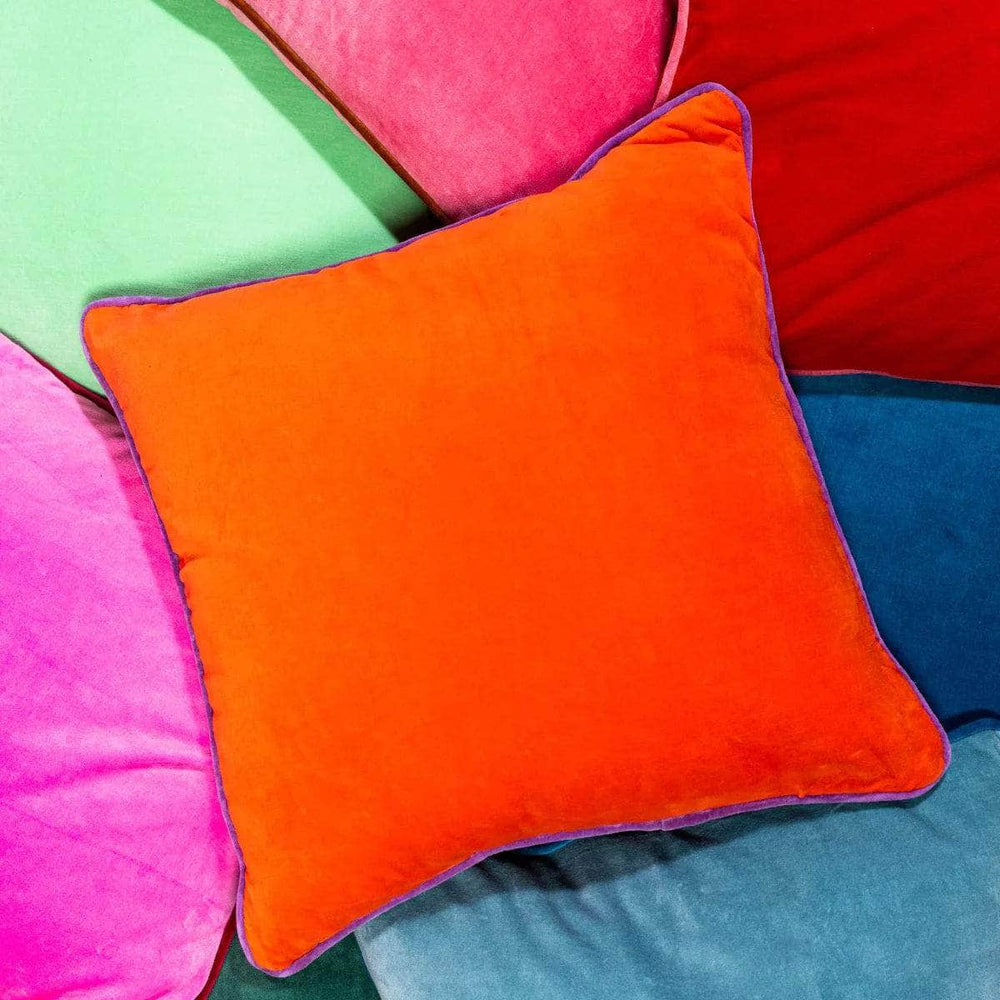 Charliss Velvet Pillow - Orange + Lilac