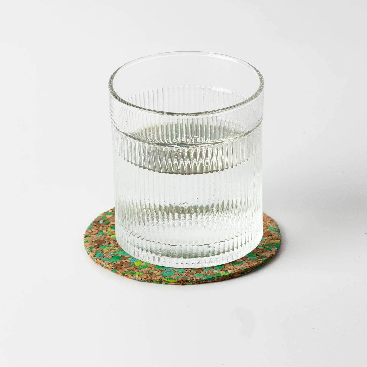 Green Speckled Round Cork Coasters - Set of 4