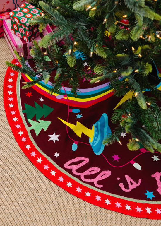 All Is Bright Embroidered Tree Skirt