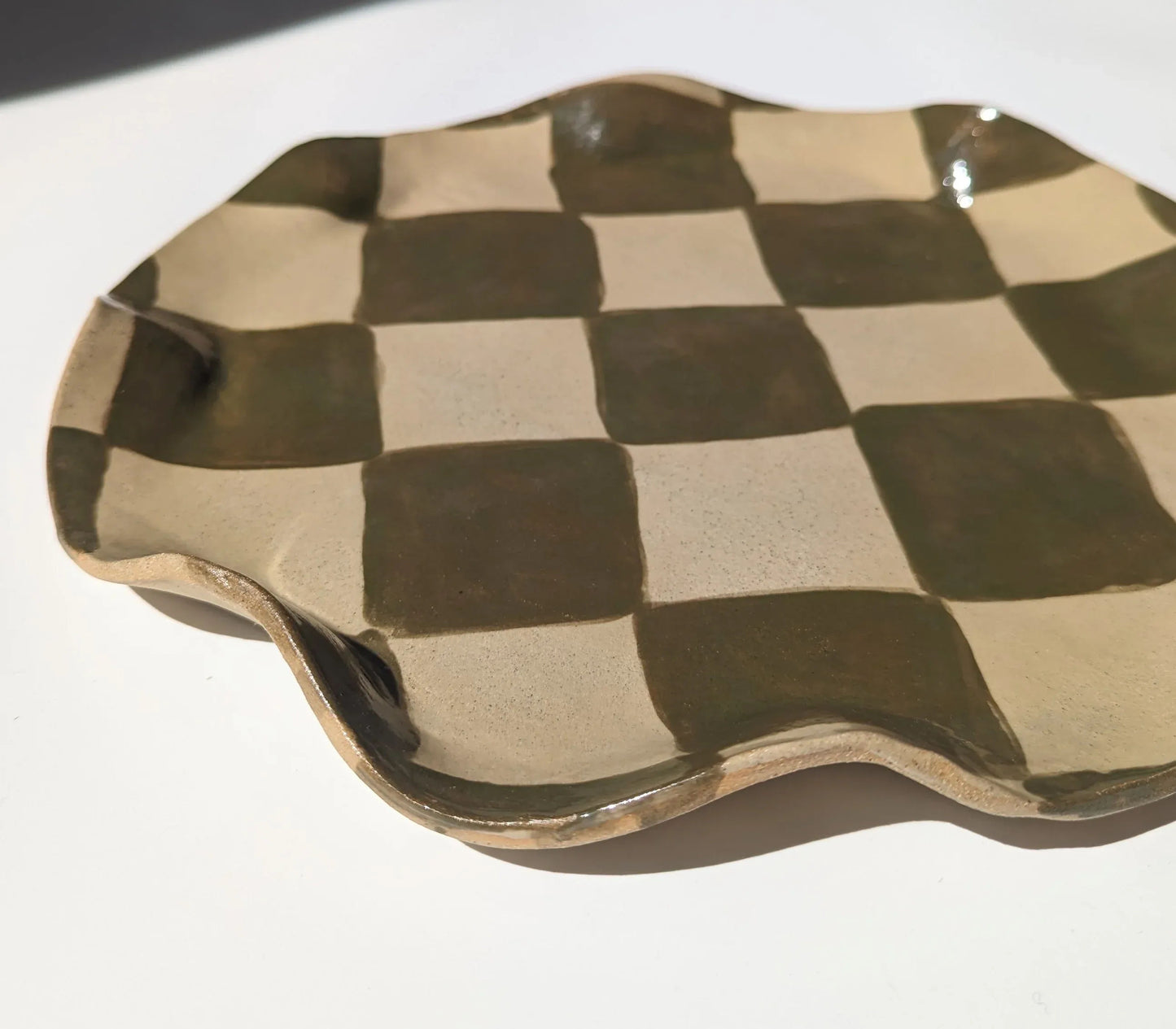 Olive Wavy Check Platter