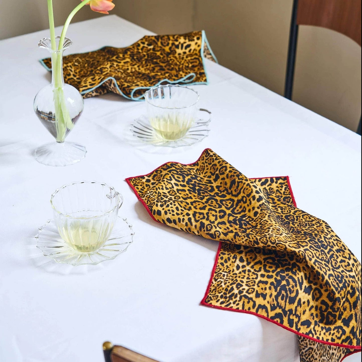 Feline Fine Napkins, Red Trim - Set of Two