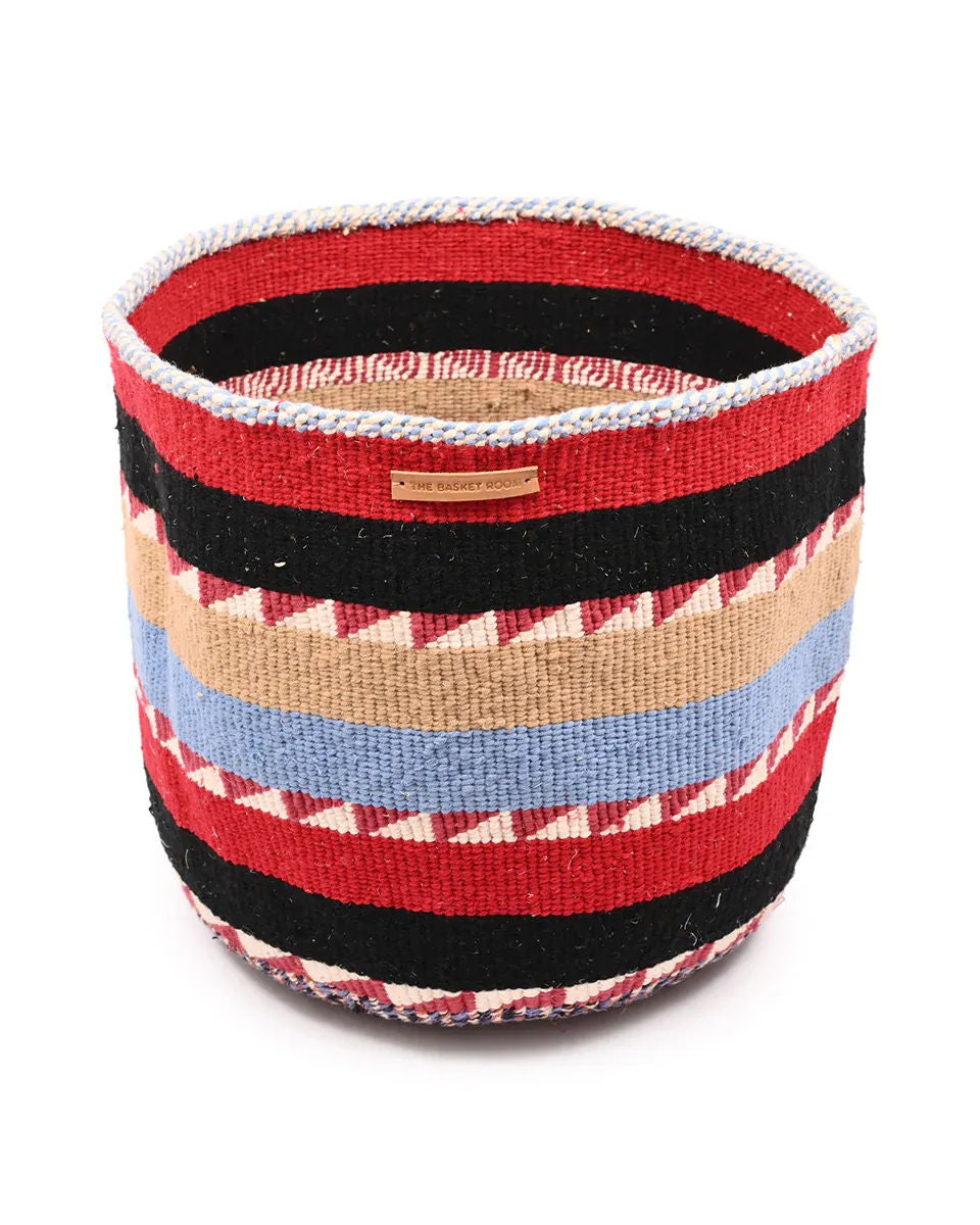 SUMU: Extra Large Red, Black, Blue, Brown Wool Basket