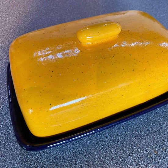 Butter Dish, Sugar Bowl and Milk Jug Set - Speckled Yellow