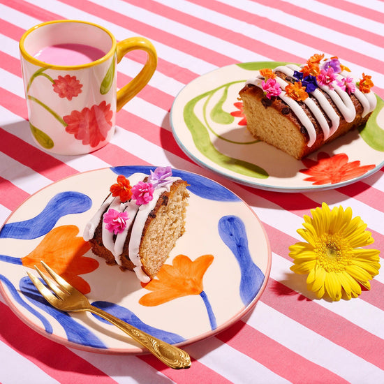 Small Hand-painted Orange Flower Plates (Set of 2)