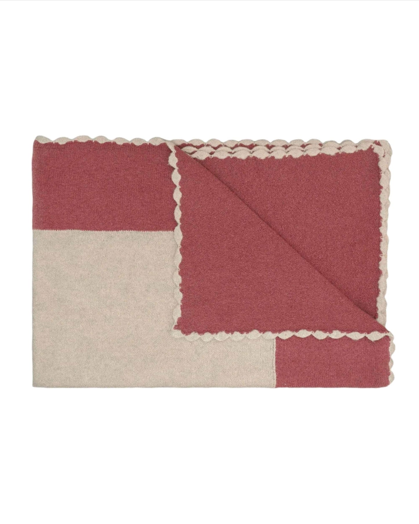 Bordered Knitted Throw - Pink