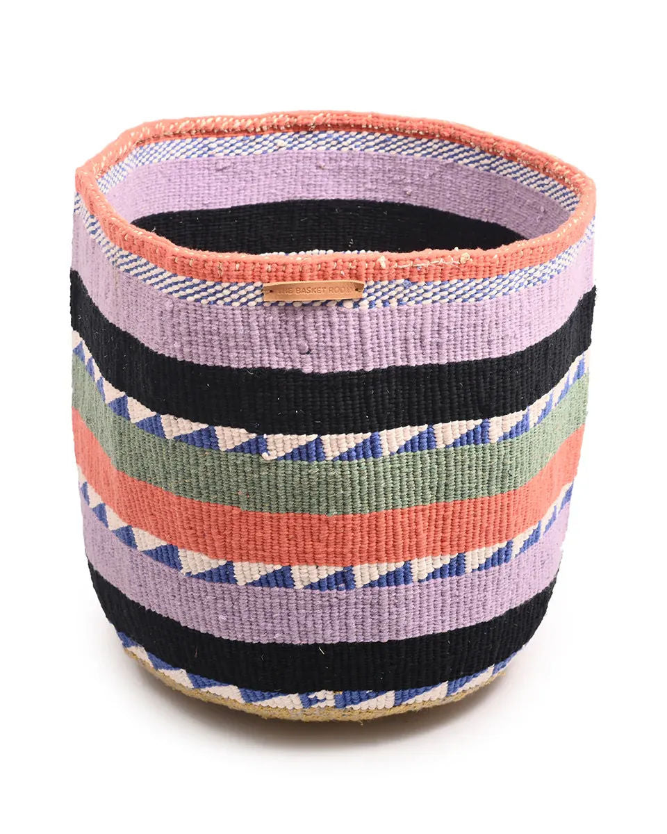 TAFADHALI: Extra Large Purple, Black, Green, Orange Wool Basket