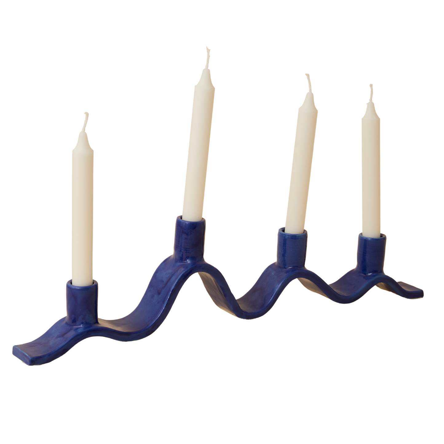 Large Wavy Candelabra - Blue