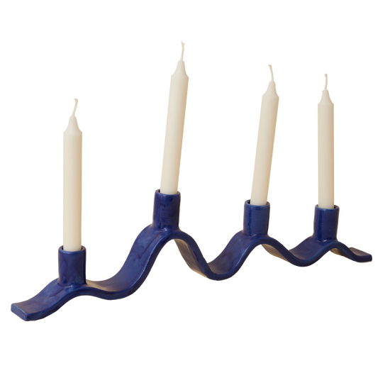 Large Wavy Candelabra - Blue