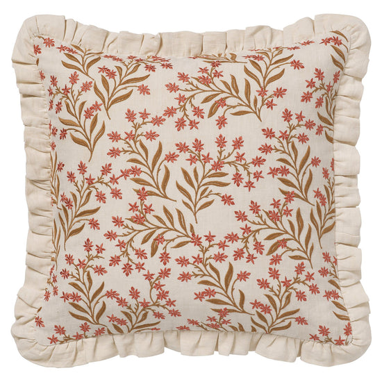 Cushion Audrey Coral & Ecru