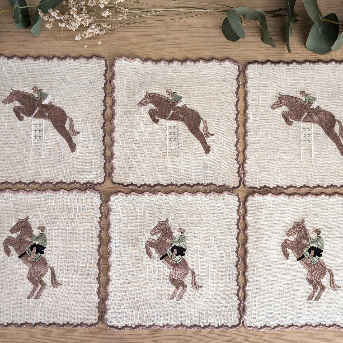 Horse - Horse Embroidery Cocktail Napkin Set (Set of 6)