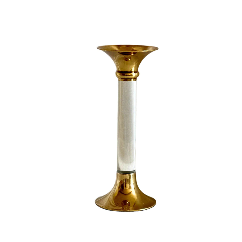 Brass and Acrylic Candleholder Large - Clear